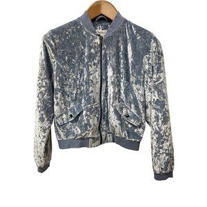 Cloud Chaser Light Blue Velvety Bomber Jacket